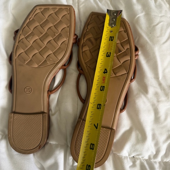 Open Toe Slide Sandals in Tan - Picture 4 of 5